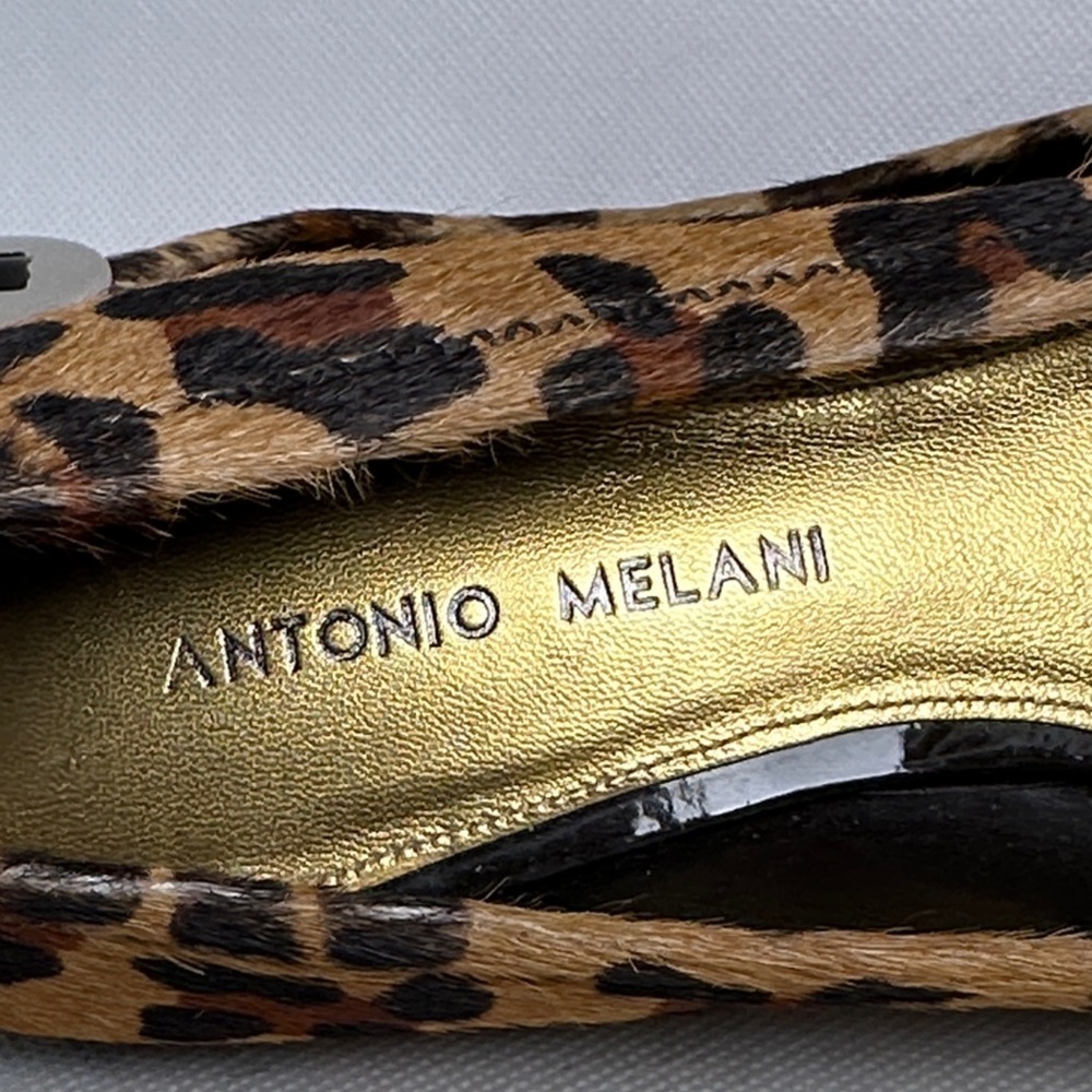Antonio Melani Leopard Calf Hair Ballet Flats Silver Logo Women’s 7 - Picture 2 of 13